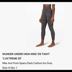 Lululemon leggings WUNDER UNDER HIGH-RISE 7/8 TIGHT